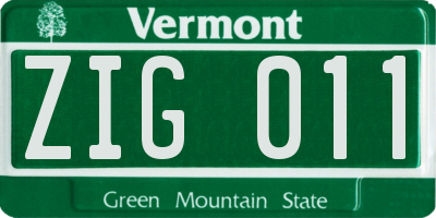 VT license plate ZIG011