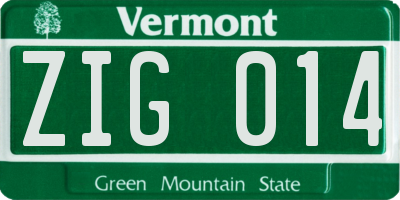 VT license plate ZIG014