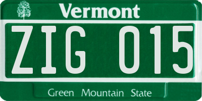 VT license plate ZIG015