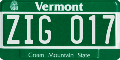 VT license plate ZIG017