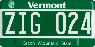 VT license plate ZIG024