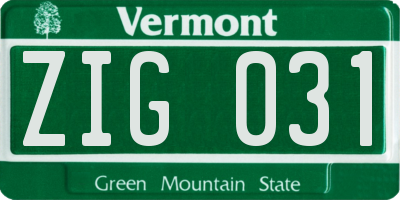 VT license plate ZIG031