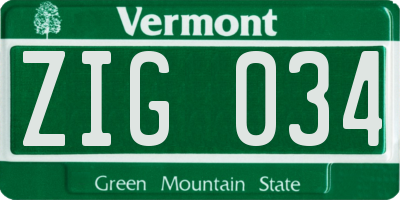 VT license plate ZIG034
