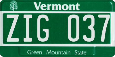 VT license plate ZIG037
