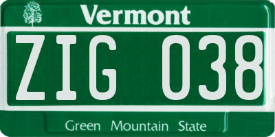 VT license plate ZIG038