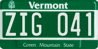 VT license plate ZIG041