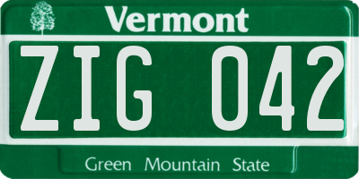 VT license plate ZIG042