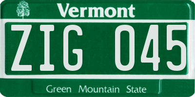 VT license plate ZIG045