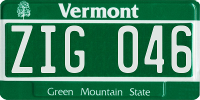VT license plate ZIG046