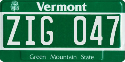 VT license plate ZIG047