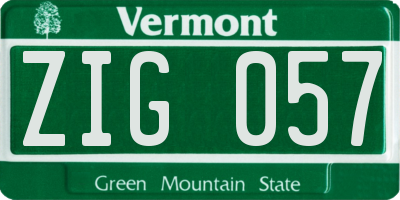 VT license plate ZIG057