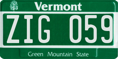 VT license plate ZIG059