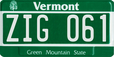 VT license plate ZIG061