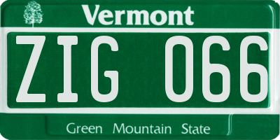 VT license plate ZIG066