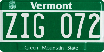 VT license plate ZIG072