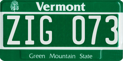 VT license plate ZIG073