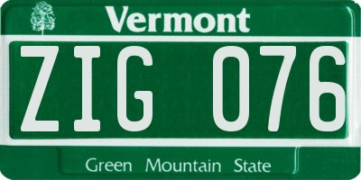 VT license plate ZIG076