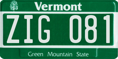 VT license plate ZIG081