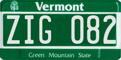VT license plate ZIG082