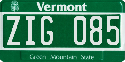 VT license plate ZIG085