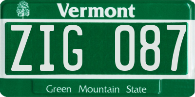 VT license plate ZIG087