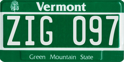 VT license plate ZIG097
