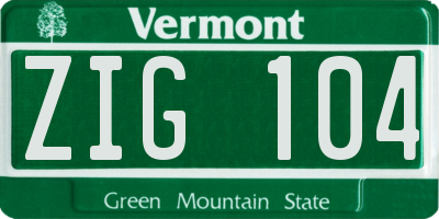 VT license plate ZIG104
