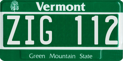 VT license plate ZIG112