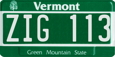 VT license plate ZIG113
