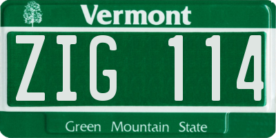 VT license plate ZIG114