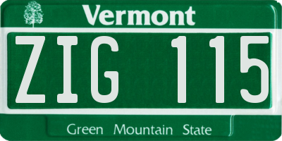VT license plate ZIG115