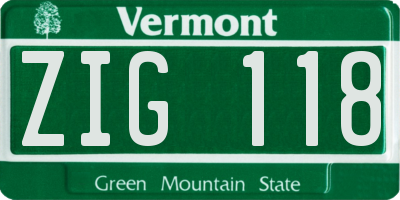VT license plate ZIG118