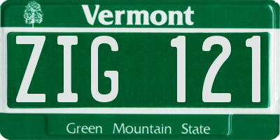 VT license plate ZIG121