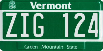 VT license plate ZIG124
