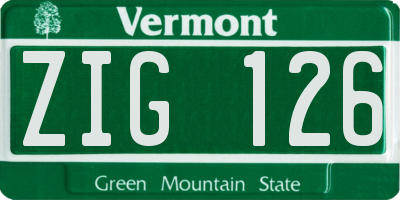 VT license plate ZIG126