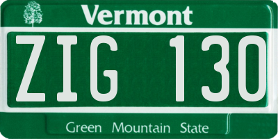 VT license plate ZIG130