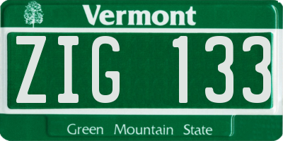 VT license plate ZIG133