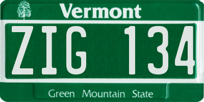 VT license plate ZIG134