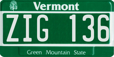 VT license plate ZIG136