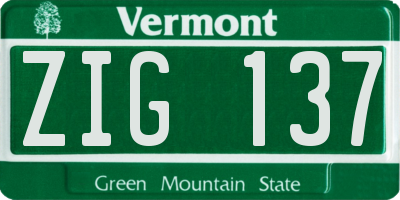 VT license plate ZIG137
