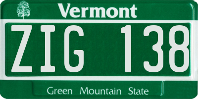 VT license plate ZIG138