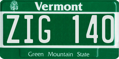VT license plate ZIG140