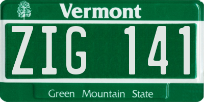 VT license plate ZIG141
