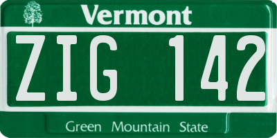 VT license plate ZIG142