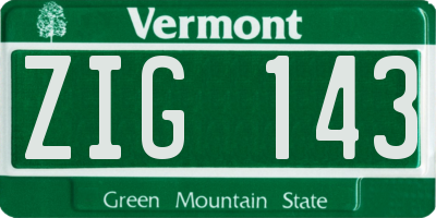 VT license plate ZIG143