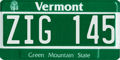 VT license plate ZIG145