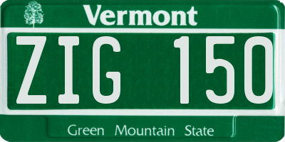 VT license plate ZIG150