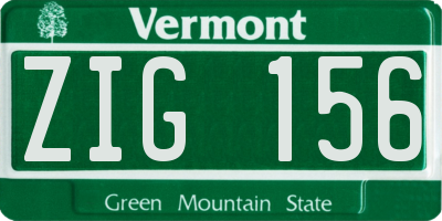 VT license plate ZIG156