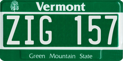 VT license plate ZIG157