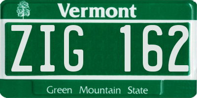 VT license plate ZIG162